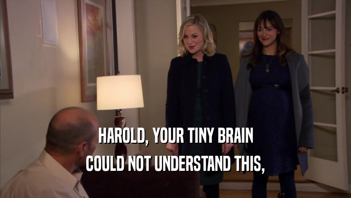 HAROLD, YOUR TINY BRAIN COULD NOT UNDERSTAND THIS, 