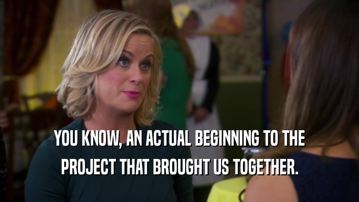 YOU KNOW, AN ACTUAL BEGINNING TO THE PROJECT THAT BROUGHT US TOGETHER. 