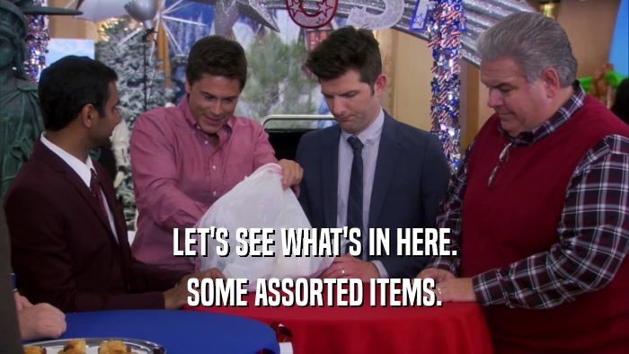 LET'S SEE WHAT'S IN HERE. SOME ASSORTED ITEMS. 