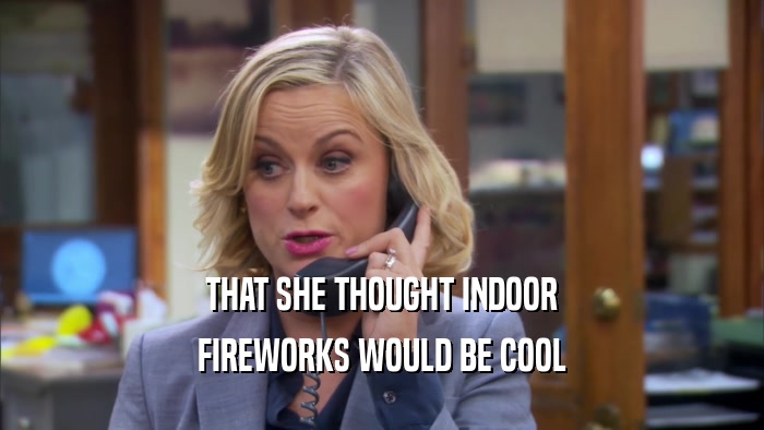 THAT SHE THOUGHT INDOOR FIREWORKS WOULD BE COOL 