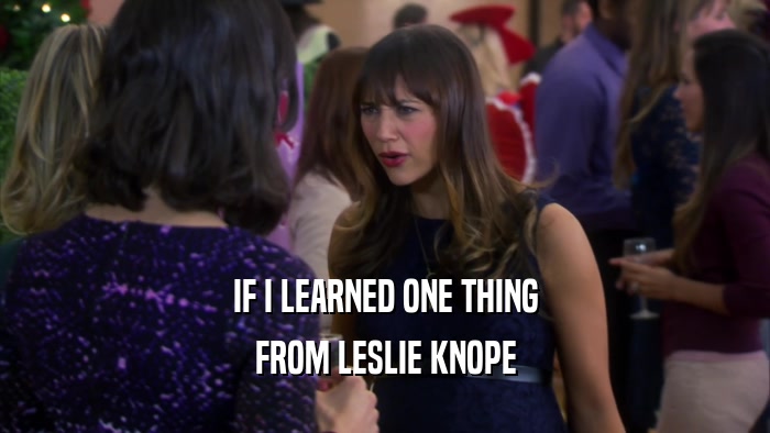 IF I LEARNED ONE THING FROM LESLIE KNOPE 