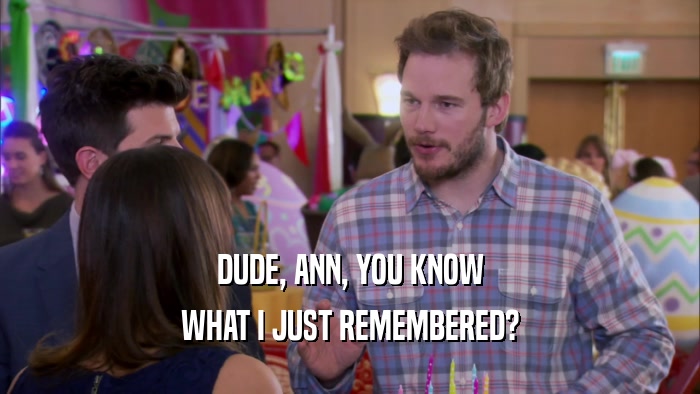 DUDE, ANN, YOU KNOW WHAT I JUST REMEMBERED? 