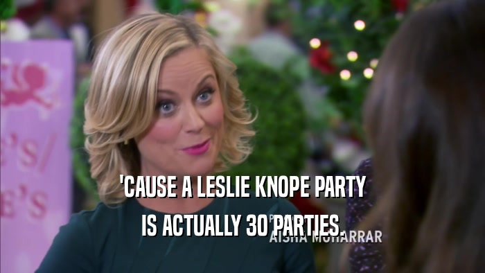 'CAUSE A LESLIE KNOPE PARTY IS ACTUALLY 30 PARTIES. 