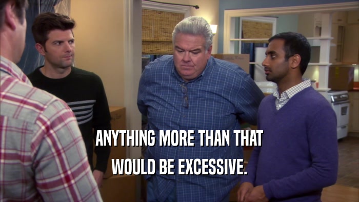 ANYTHING MORE THAN THAT WOULD BE EXCESSIVE. 