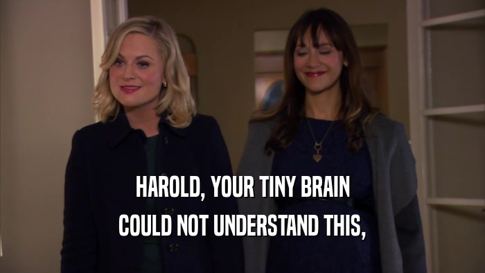 HAROLD, YOUR TINY BRAIN COULD NOT UNDERSTAND THIS, 