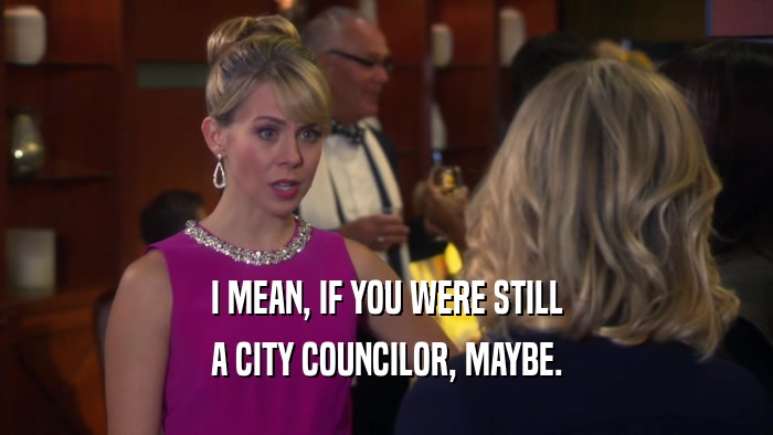 I MEAN, IF YOU WERE STILL
 A CITY COUNCILOR, MAYBE.
 