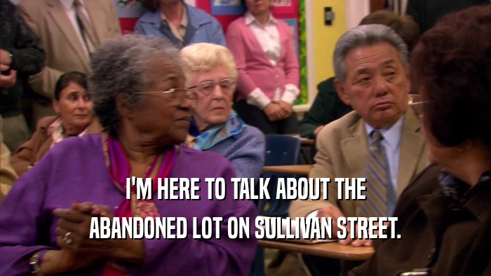 I'M HERE TO TALK ABOUT THE ABANDONED LOT ON SULLIVAN STREET. 