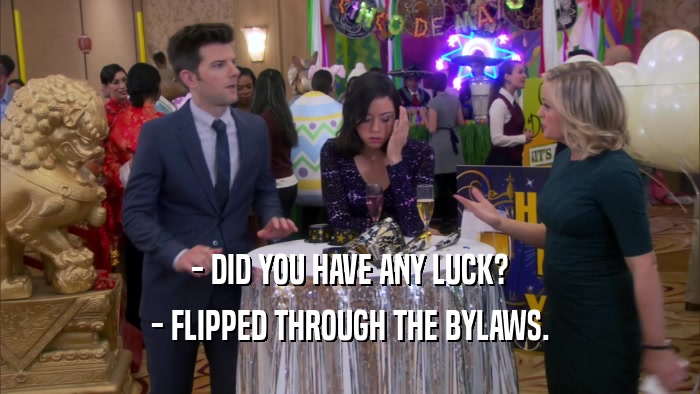 - DID YOU HAVE ANY LUCK? - FLIPPED THROUGH THE BYLAWS. 
