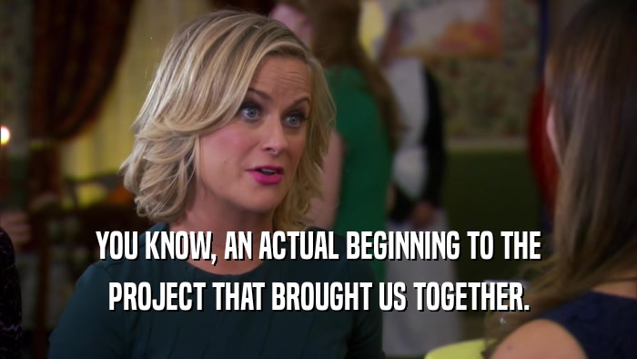 YOU KNOW, AN ACTUAL BEGINNING TO THE PROJECT THAT BROUGHT US TOGETHER. 