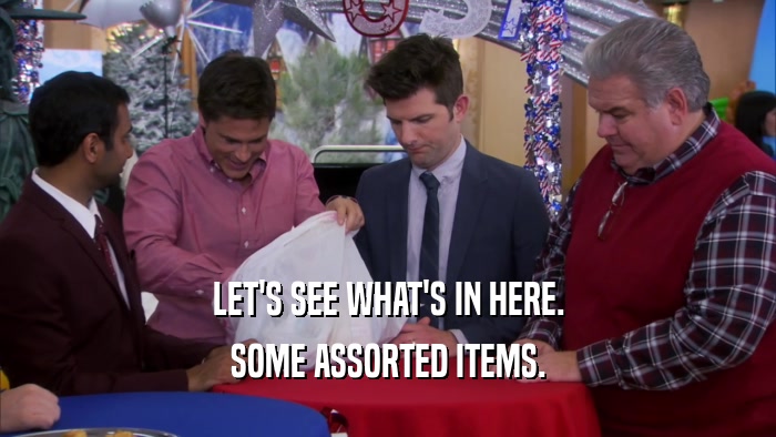 LET'S SEE WHAT'S IN HERE. SOME ASSORTED ITEMS. 