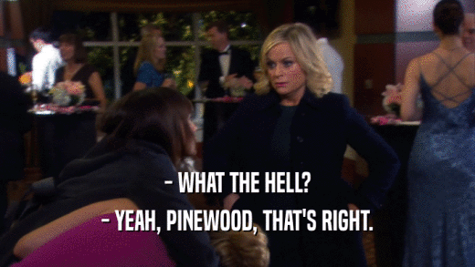 - WHAT THE HELL?
 - YEAH, PINEWOOD, THAT'S RIGHT.
 
