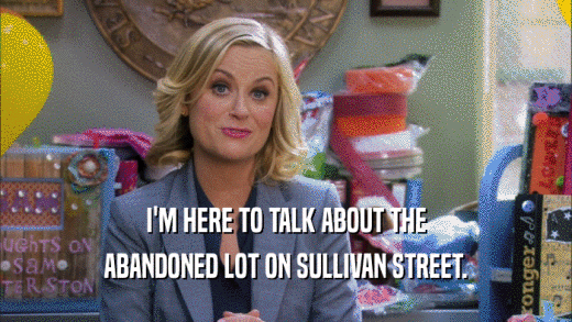 I'M HERE TO TALK ABOUT THE ABANDONED LOT ON SULLIVAN STREET. 