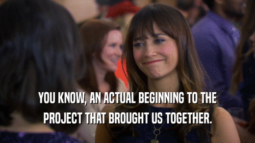 YOU KNOW, AN ACTUAL BEGINNING TO THE PROJECT THAT BROUGHT US TOGETHER. 