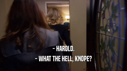 - HAROLD. - WHAT THE HELL, KNOPE? 