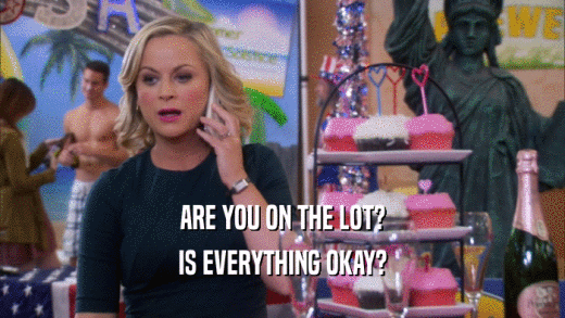 ARE YOU ON THE LOT? IS EVERYTHING OKAY? 