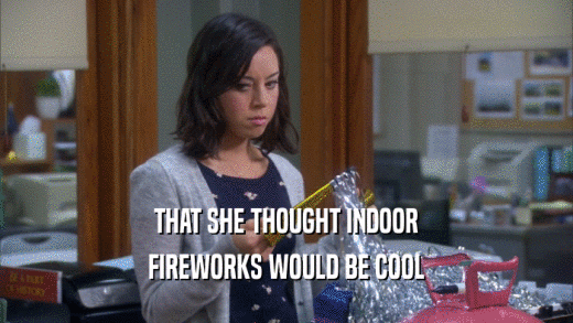 THAT SHE THOUGHT INDOOR FIREWORKS WOULD BE COOL 