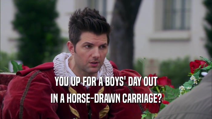 YOU UP FOR A BOYS' DAY OUT IN A HORSE-DRAWN CARRIAGE? 