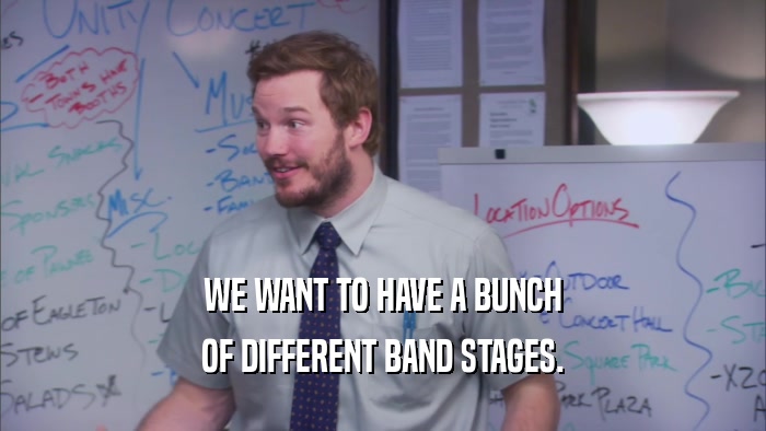 WE WANT TO HAVE A BUNCH OF DIFFERENT BAND STAGES. 