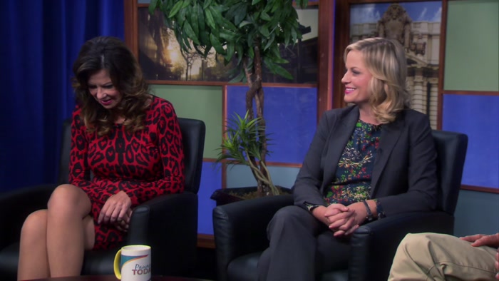 - BETWEEN PAWNEE AND EAGLETON. - YEAH, MY SHOW, MY QUESTIONS. 