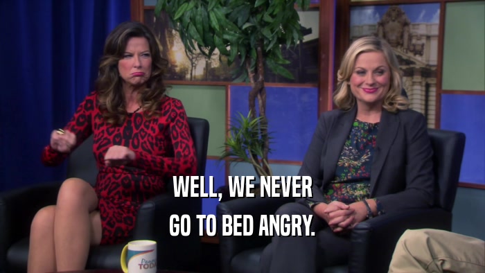 WELL, WE NEVER GO TO BED ANGRY. 