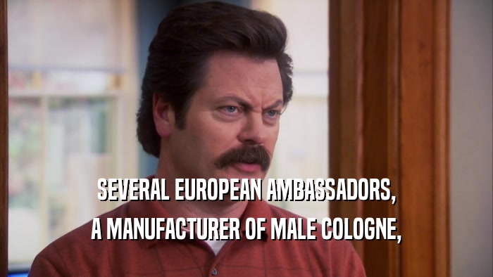 SEVERAL EUROPEAN AMBASSADORS, A MANUFACTURER OF MALE COLOGNE, 