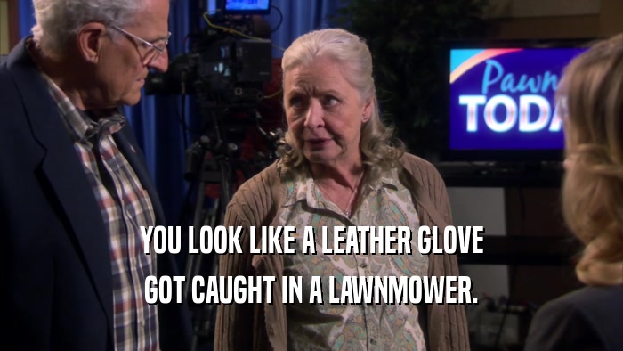 YOU LOOK LIKE A LEATHER GLOVE GOT CAUGHT IN A LAWNMOWER. 
