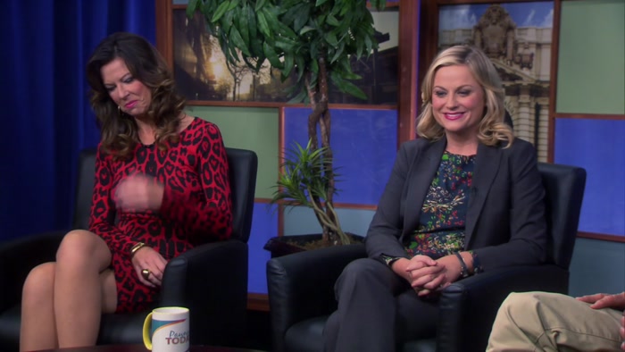 - BETWEEN PAWNEE AND EAGLETON. - YEAH, MY SHOW, MY QUESTIONS. 