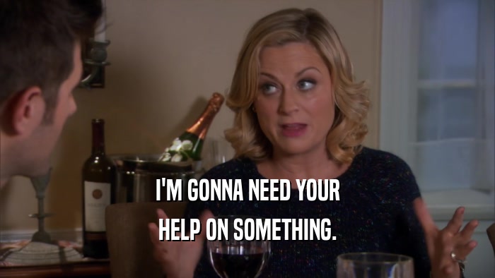 I'M GONNA NEED YOUR HELP ON SOMETHING. 