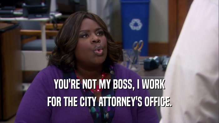 YOU'RE NOT MY BOSS, I WORK FOR THE CITY ATTORNEY'S OFFICE. 