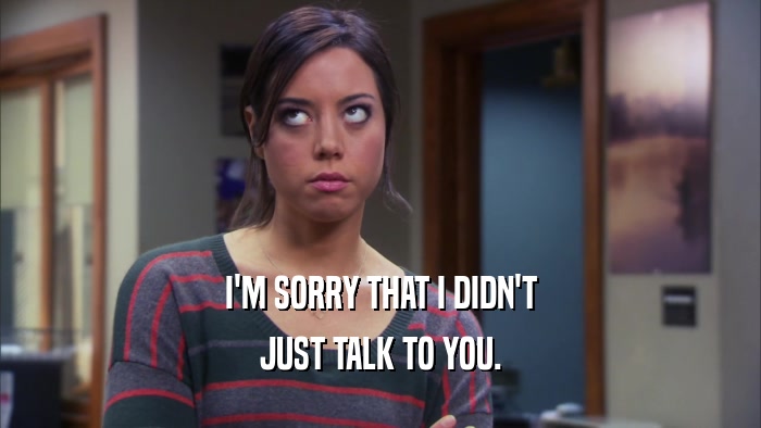 I'M SORRY THAT I DIDN'T JUST TALK TO YOU. 