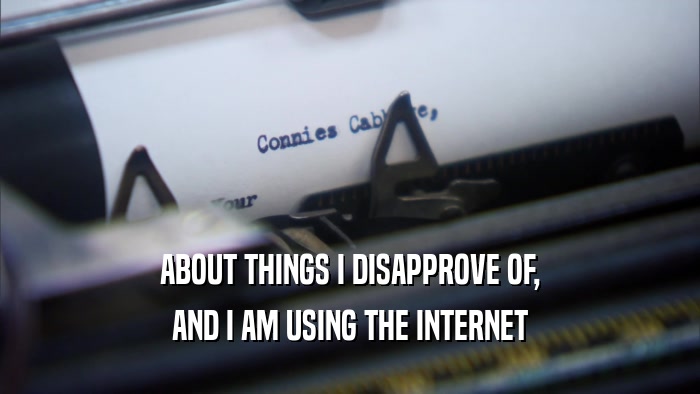 ABOUT THINGS I DISAPPROVE OF, AND I AM USING THE INTERNET 
