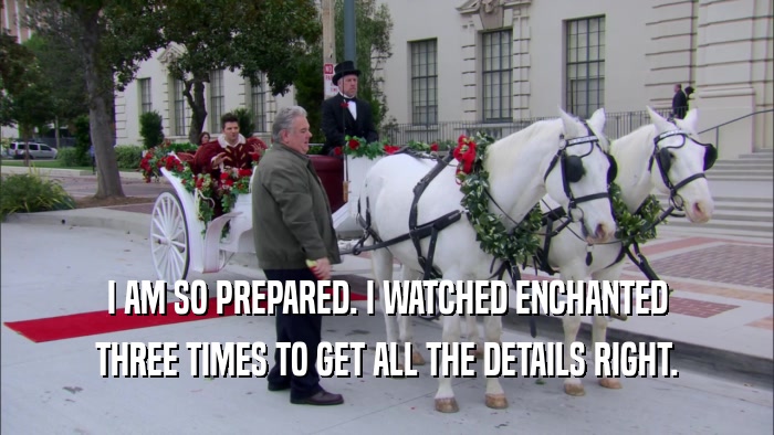 I AM SO PREPARED. I WATCHED ENCHANTED THREE TIMES TO GET ALL THE DETAILS RIGHT. 