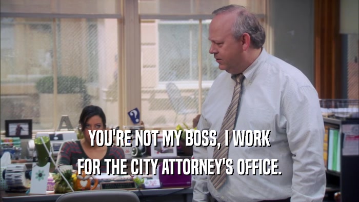 YOU'RE NOT MY BOSS, I WORK FOR THE CITY ATTORNEY'S OFFICE. 