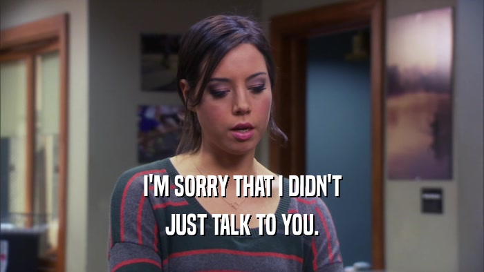 I'M SORRY THAT I DIDN'T JUST TALK TO YOU. 