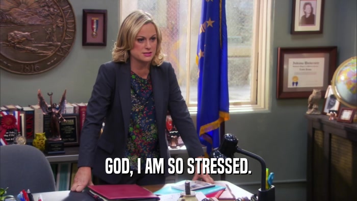 GOD, I AM SO STRESSED.  