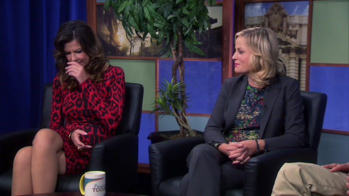 - BETWEEN PAWNEE AND EAGLETON. - YEAH, MY SHOW, MY QUESTIONS. 