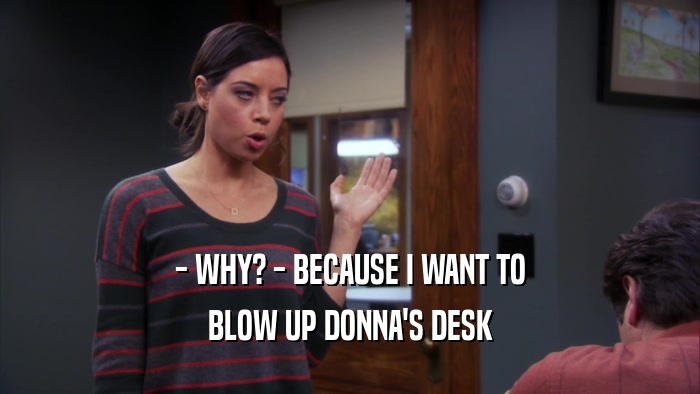 - WHY? - BECAUSE I WANT TO BLOW UP DONNA'S DESK 