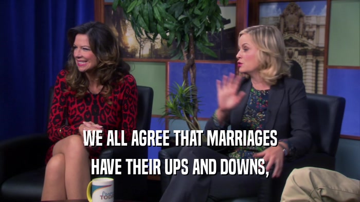 WE ALL AGREE THAT MARRIAGES HAVE THEIR UPS AND DOWNS, 