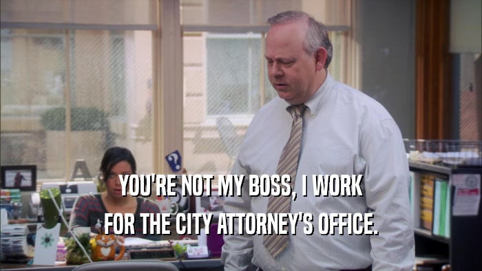 YOU'RE NOT MY BOSS, I WORK FOR THE CITY ATTORNEY'S OFFICE. 
