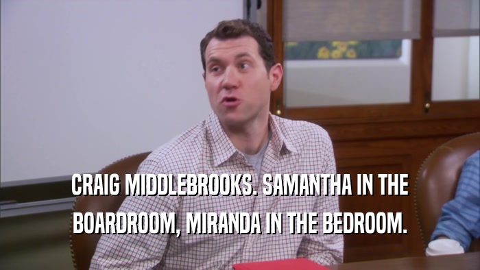 CRAIG MIDDLEBROOKS. SAMANTHA IN THE BOARDROOM, MIRANDA IN THE BEDROOM. 