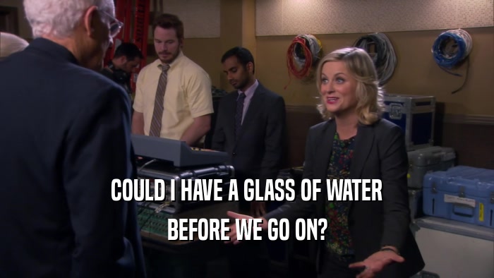 COULD I HAVE A GLASS OF WATER BEFORE WE GO ON? 