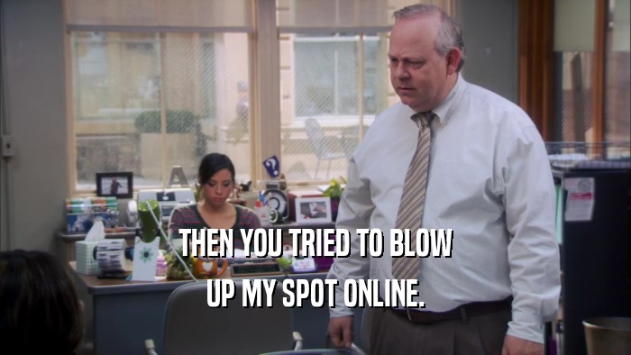 THEN YOU TRIED TO BLOW UP MY SPOT ONLINE. 