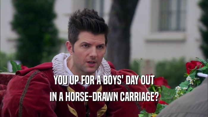 YOU UP FOR A BOYS' DAY OUT IN A HORSE-DRAWN CARRIAGE? 