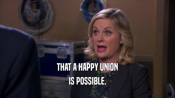 THAT A HAPPY UNION
 IS POSSIBLE.
 