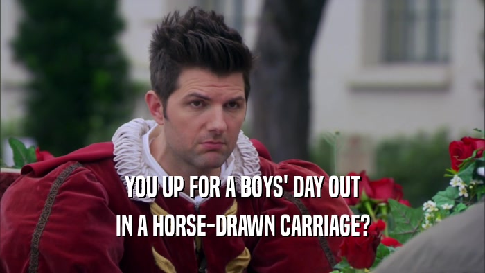 YOU UP FOR A BOYS' DAY OUT IN A HORSE-DRAWN CARRIAGE? 
