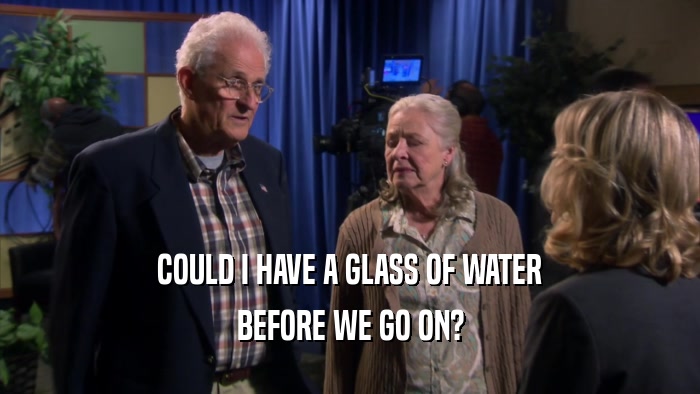 COULD I HAVE A GLASS OF WATER BEFORE WE GO ON? 