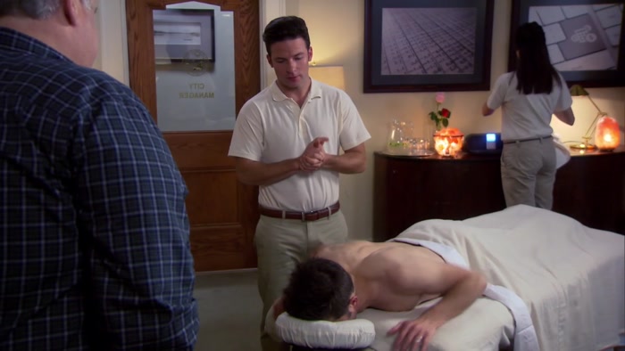 IT'S COUPLES MASSAGE. UGH. WHERE'S LESLIE? 