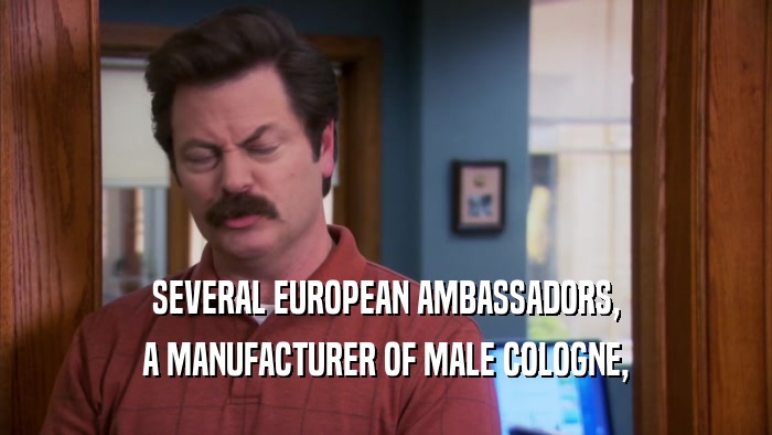 SEVERAL EUROPEAN AMBASSADORS, A MANUFACTURER OF MALE COLOGNE, 