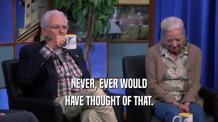 NEVER, EVER WOULD HAVE THOUGHT OF THAT. 