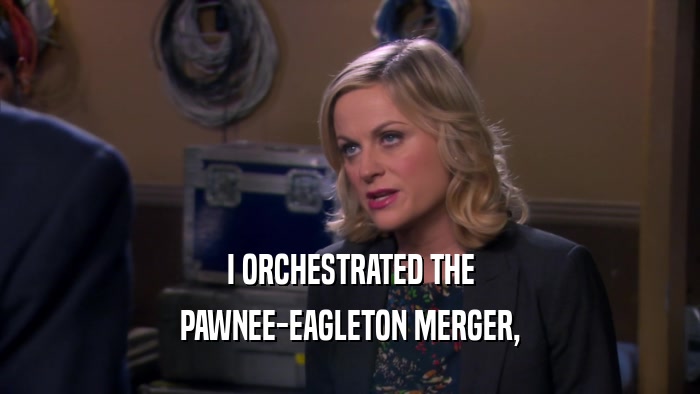 I ORCHESTRATED THE PAWNEE-EAGLETON MERGER, 